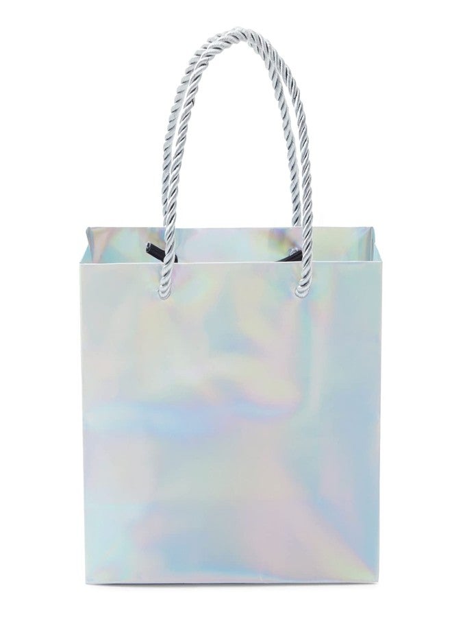 Sparkle and Bash Mini Reusable Gift Bags - Metallic Silver Paper, 6 x 5 x 2.5 In, Pack of 24 with Rope Handles - Goodie & Favor Bags for Small Presents - Image 5
